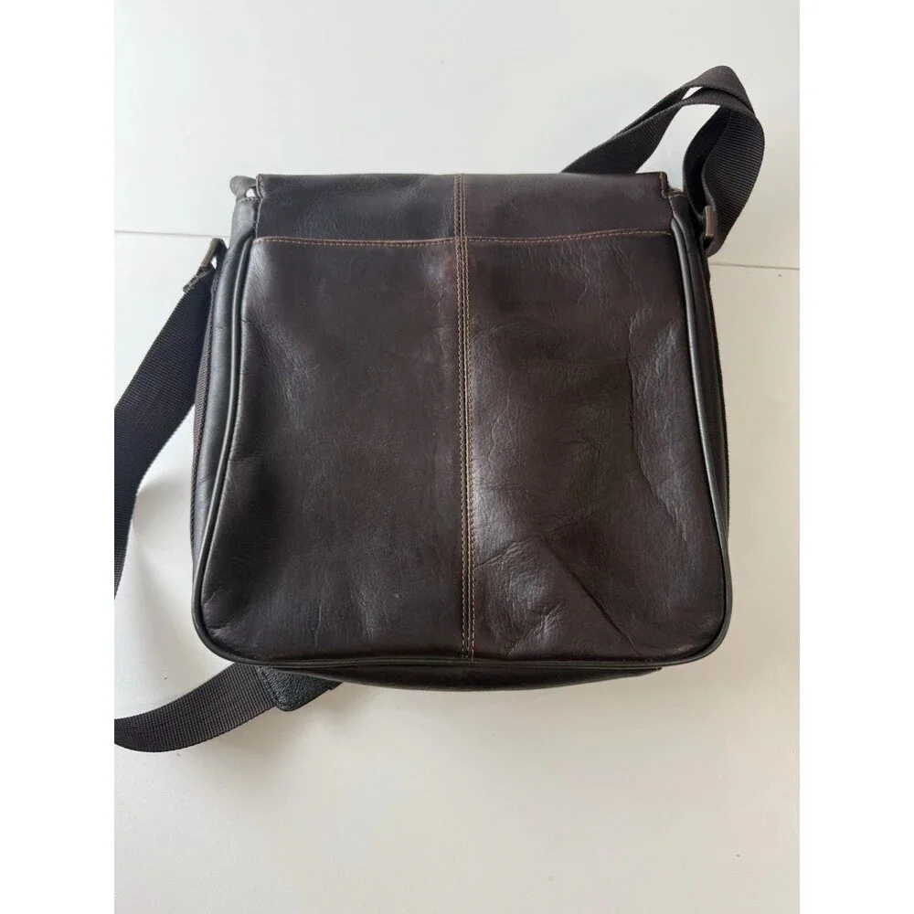Kenneth Cole Reaction Brown Black Tablet/Messenger Crossbody Bag Leather Unisex